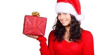 Box, Christmas, Claus, Cute, Female, Gift, Girl, Happy